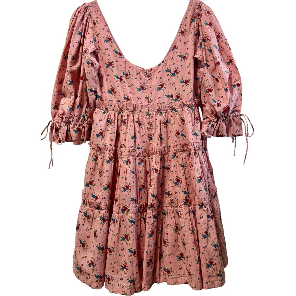 NWT Eddy Julia Puff Sleeve Pink Mini Babydoll Dress Floral Coquette Girl XS $318 - Picture 5 of 9